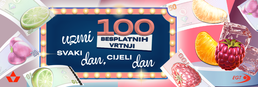 100 besplatnih vrtnji svaki dan, cijeli dan
